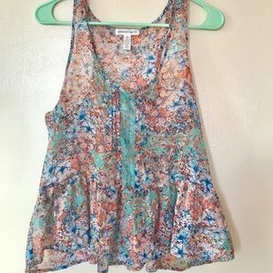 Floral tank with lace detail